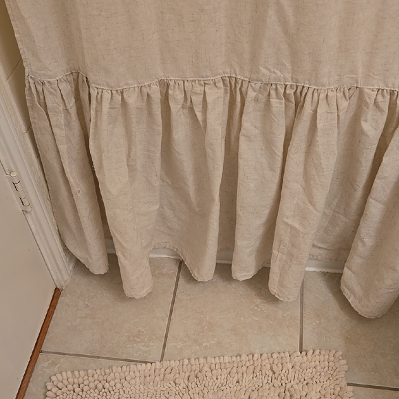 Cream Ruffled Shower Curtain - Picture 2 of 3